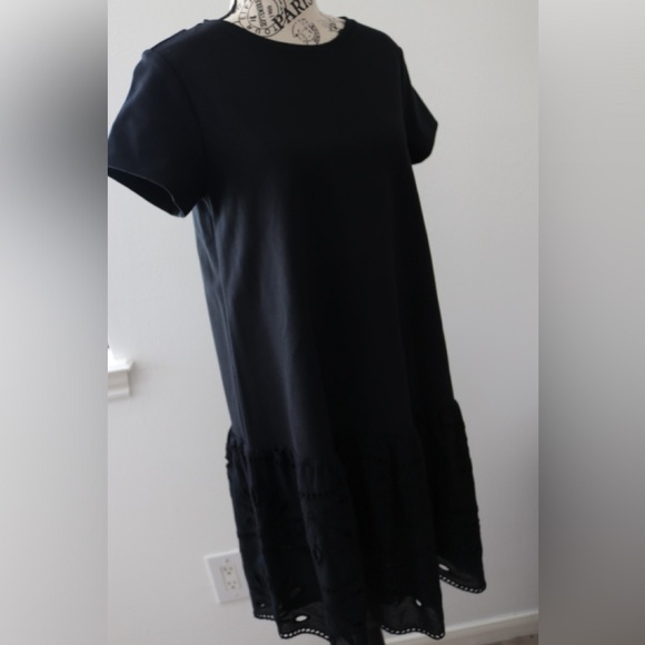 Anthropologie Maeve Flounced Eyelet Mini Dress Size XS Black Embroidery - Picture 7 of 10